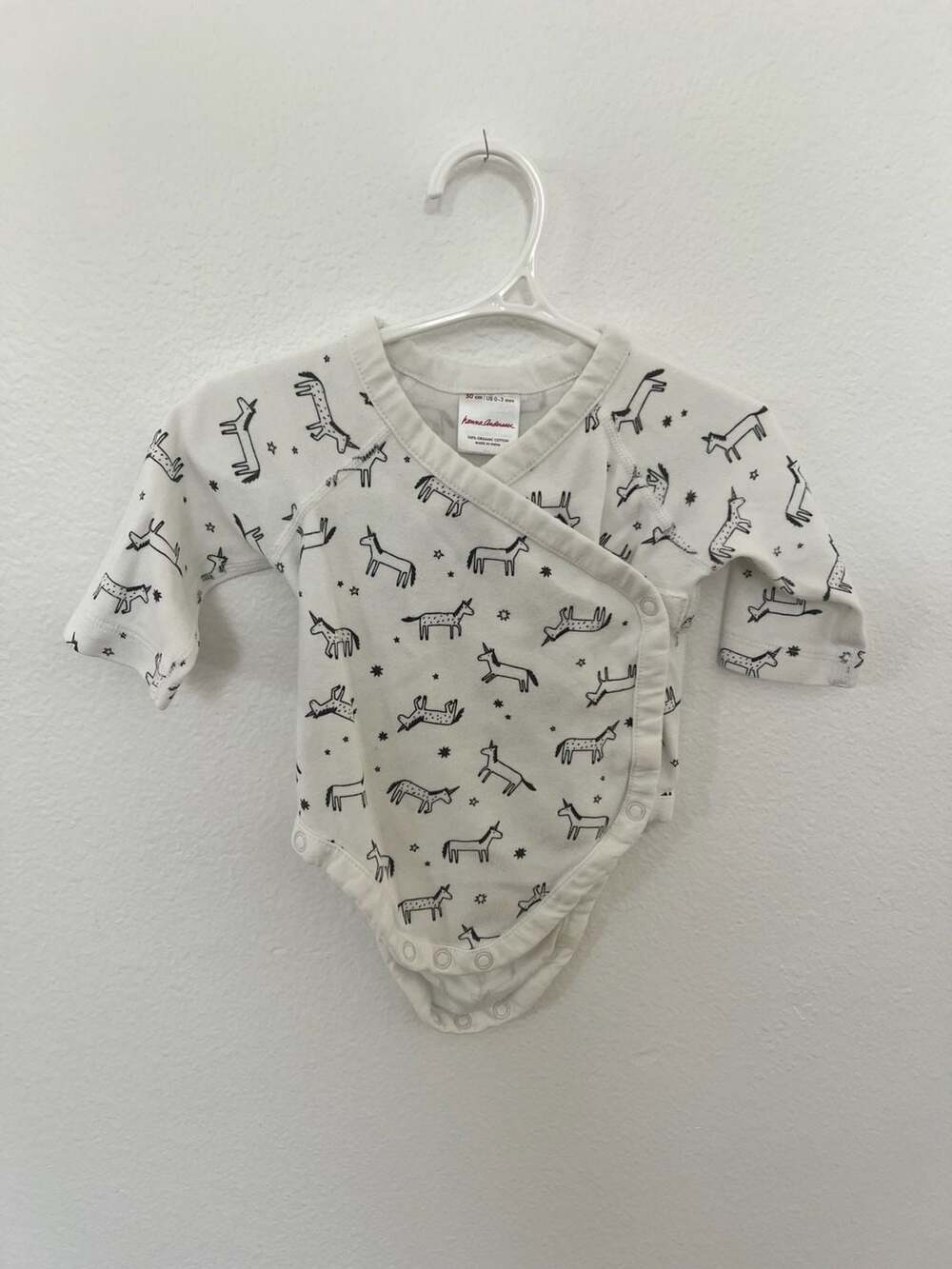 Hanna Andersson Unicorn Print Wrap Bodysuit 0-3 Months